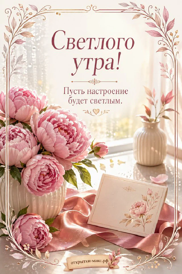 Чашка капучино с сердцем на блюдце у окна, букет розовых роз и розовый вязаный свитер — вариант 2