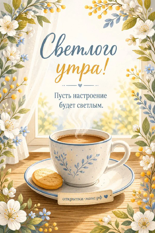 Чашка капучино с сердцем на блюдце у окна, букет розовых роз и розовый вязаный свитер — вариант 7
