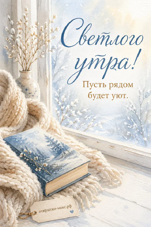 Кружка кофе и печенье на книге рядом с вязаным пледом у заснеженного окна — вариант 5