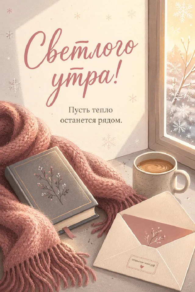 Акварельный рисунок сирени у распахнутого окна с тюлем и маленькой открыткой на подоконнике — вариант 3