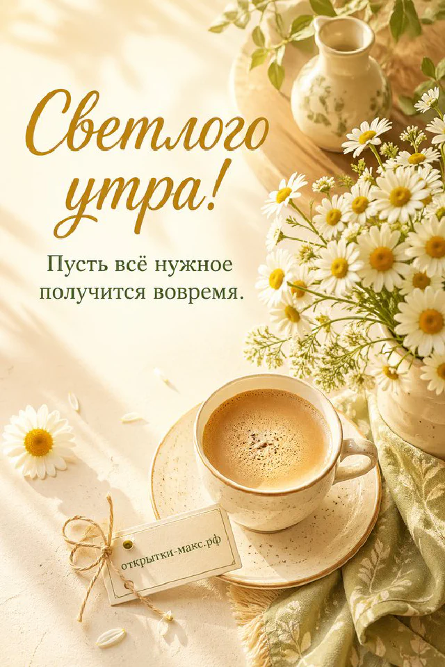 Зелёный термос на сложенном клетчатом пледе и крафтовый конверт на скале на фоне рассвета в горах в обрамлении тонкой растительной рамки — вариант 2
