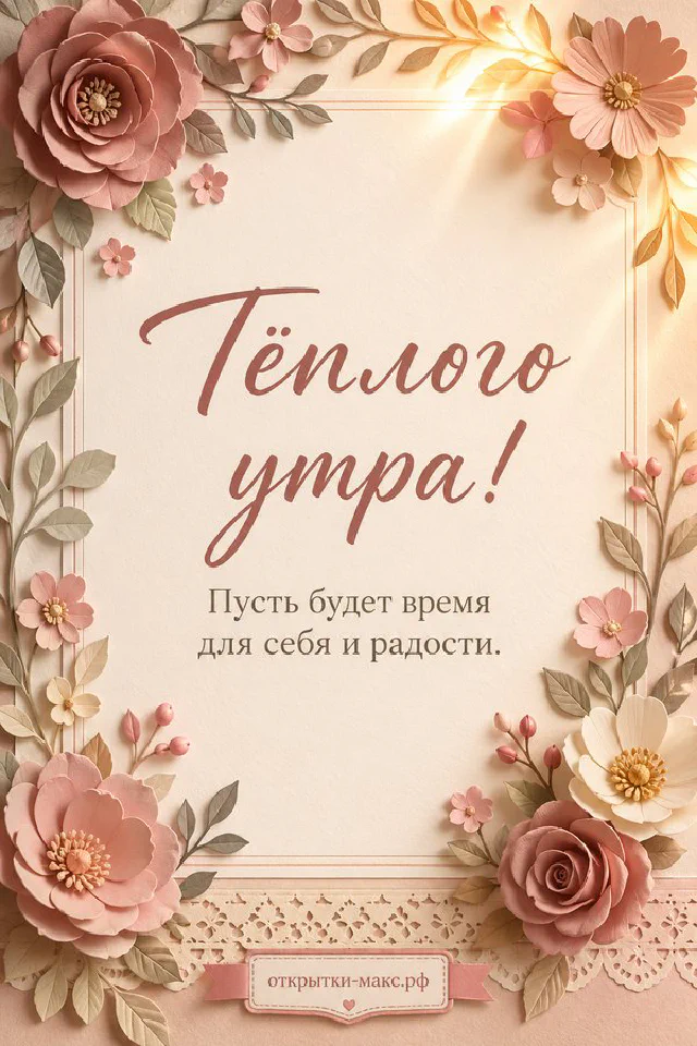 Лиловая чашка с чаем, горящая свеча и заснеженные ветки рябины на фоне зимнего пейзажа — вариант 3