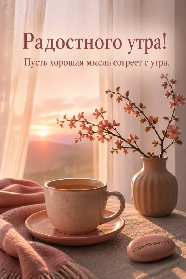 Стеклянная ваза с бело-сиреневыми тюльпанами и гирляндой на столе в светлой кухне — вариант 3