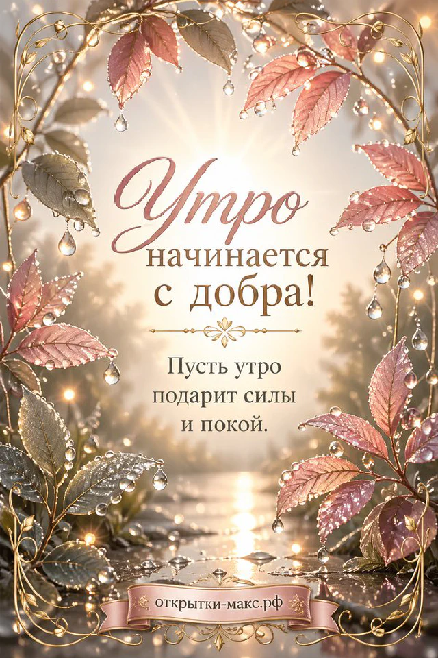 Деревянный поднос с чашкой чая с цветами, круассаном, ложечкой и акварельной открыткой ночного города — вариант 2
