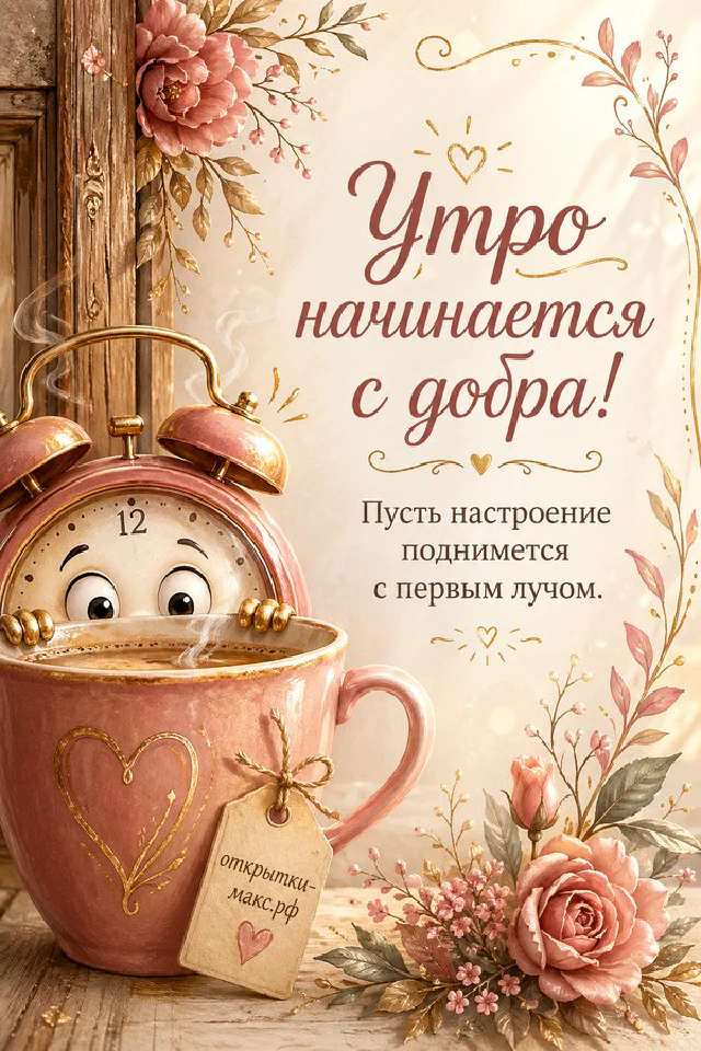 Розовые пионы и голубые незабудки в ажурной кружевной рамке на светлом фоне с видом на окно — вариант 2