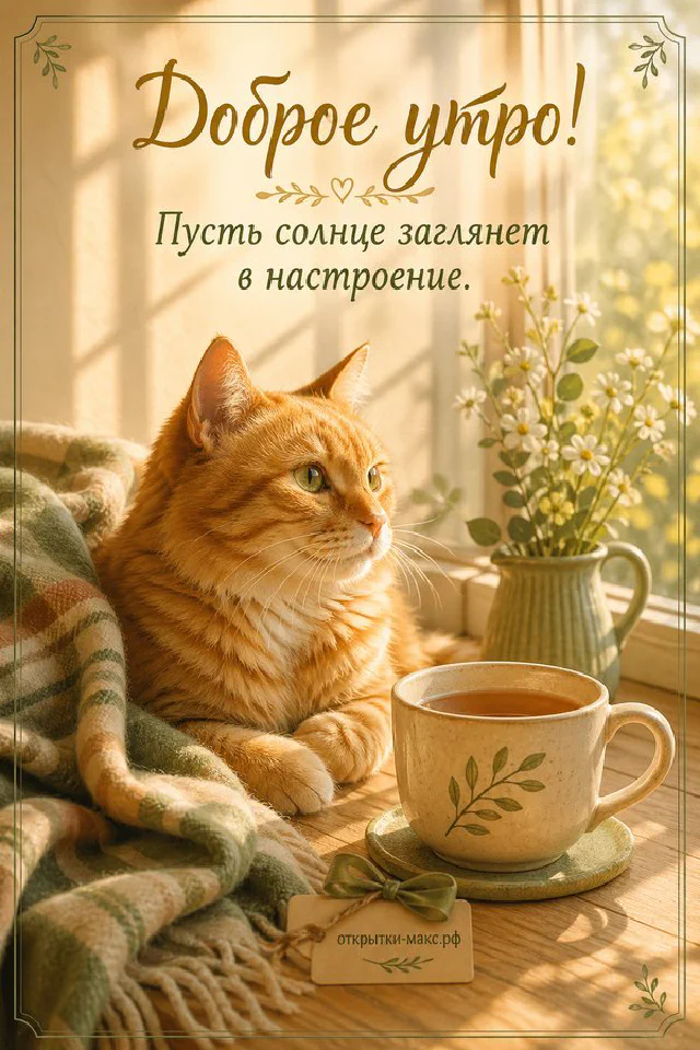 Букет жёлтой мимозы в керамической вазе на подоконнике, прозрачные шторы развеваются на солнце, розовая ткань — вариант 4