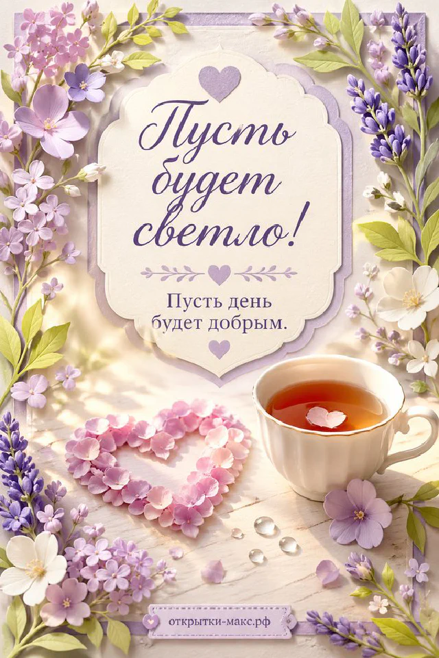 Ваза с голубыми ветками и маленькая открытка-карточка в золотисто-голубой рамке на облачном фоне — вариант 3