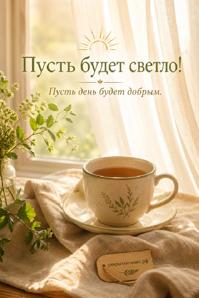 Ваза с голубыми ветками и маленькая открытка-карточка в золотисто-голубой рамке на облачном фоне — вариант 2