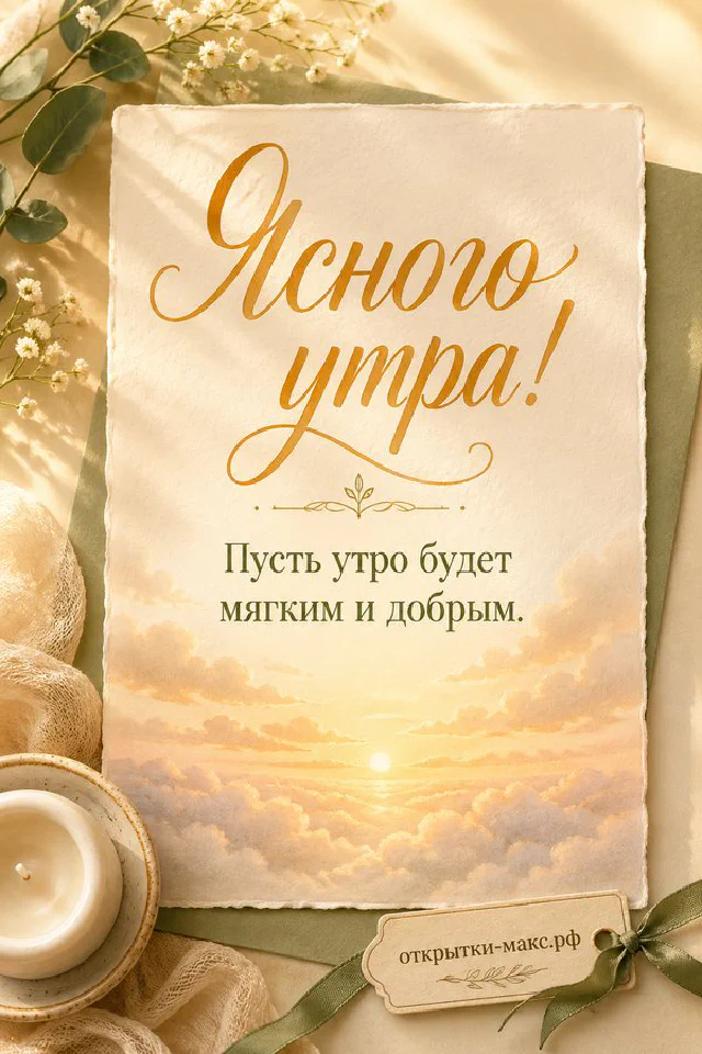 Розовая чашка чая с печеньем и открытка на подоконнике, за окном осенний дождь и зелёные деревья — вариант 2