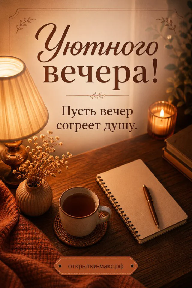 Блокнот с пером, чашка чая, горящая свеча и настольная лампа в янтарных тонах — вариант 2