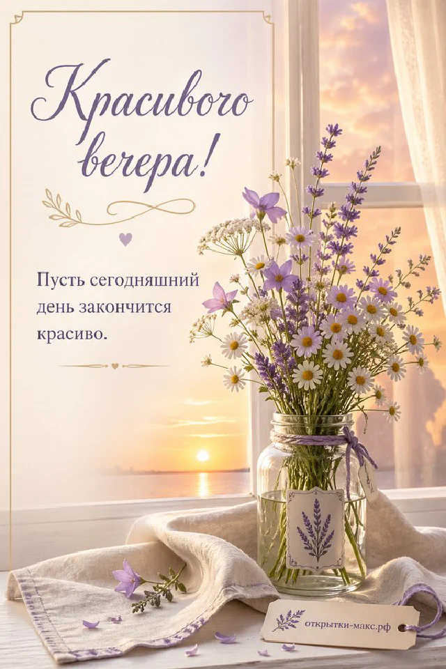 Чашка чая на подоконнике у окна с цветущей розовой яблоней и акварельный рисунок с цветами на столе — вариант 4