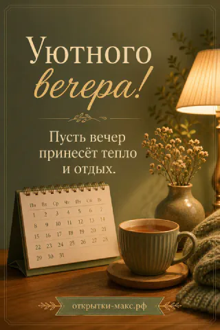 Настольный календарь, кружка чая, лампа и ваза с цветами на зелёном фоне