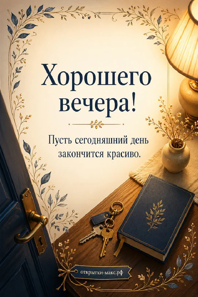 Чашка чая на блюдце рядом с настольным календарём и лампой в тёплом вечернем свете — вариант 7