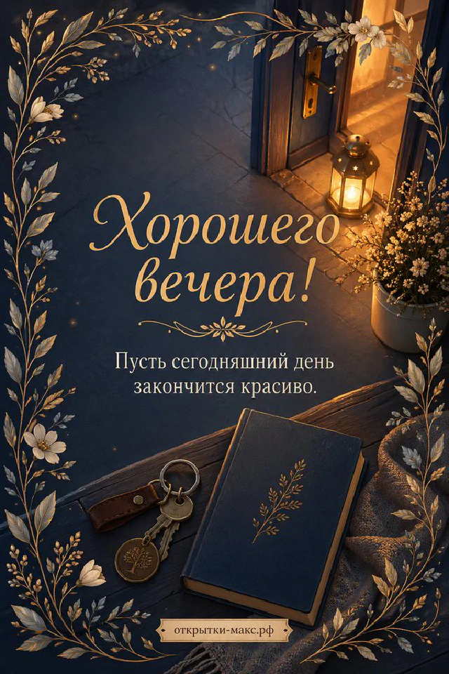 Чашка чая на блюдце рядом с настольным календарём и лампой в тёплом вечернем свете — вариант 8