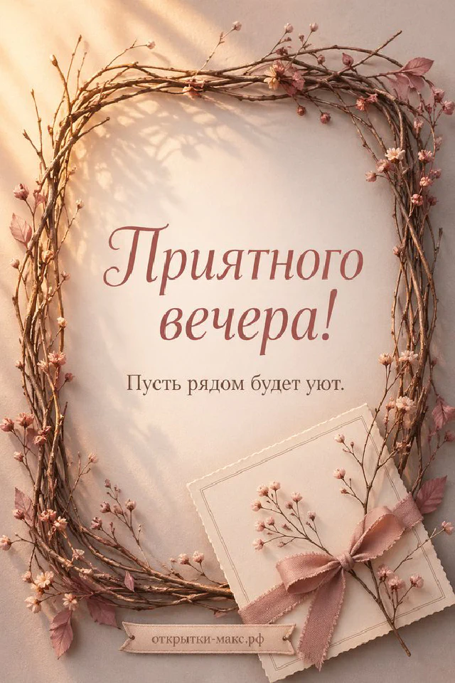 Зелёная чашка чая с парящим золотым сердечком, свеча, плед и вечерние огни города за окном — вариант 8
