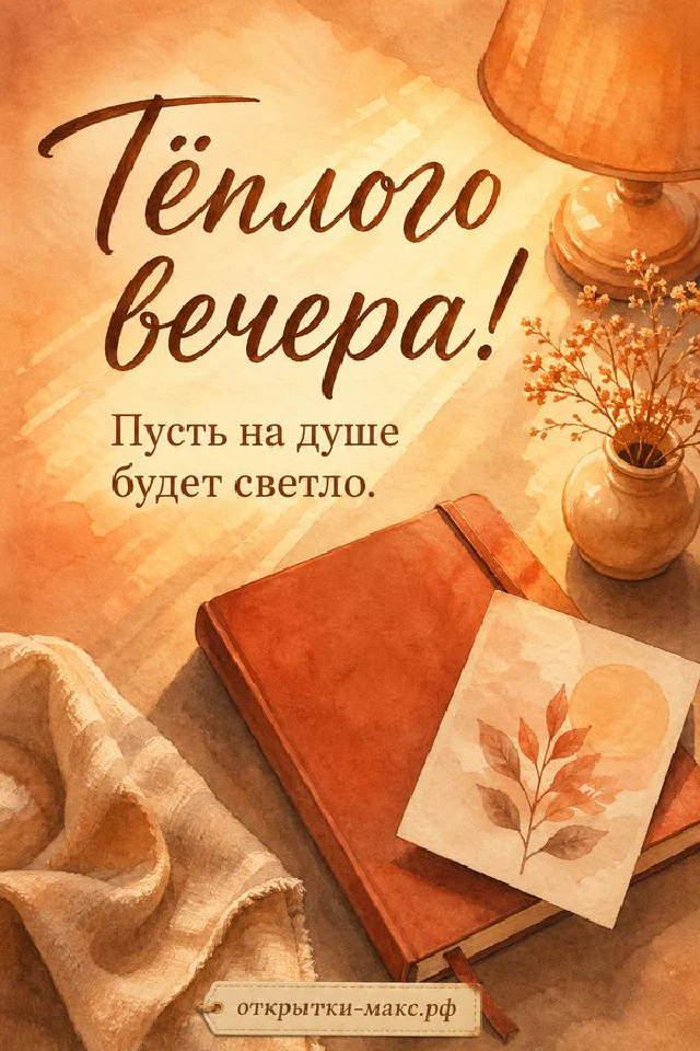 Чашка чая на скамейке рядом с шарфом и осенней аллеей с горящим фонарём — вариант 7