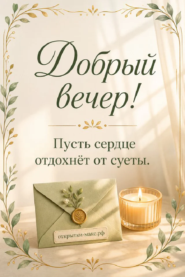 Чайный сервиз с подснежниками на балконном столике на фоне золотого заката над озером с деревьями — вариант 2