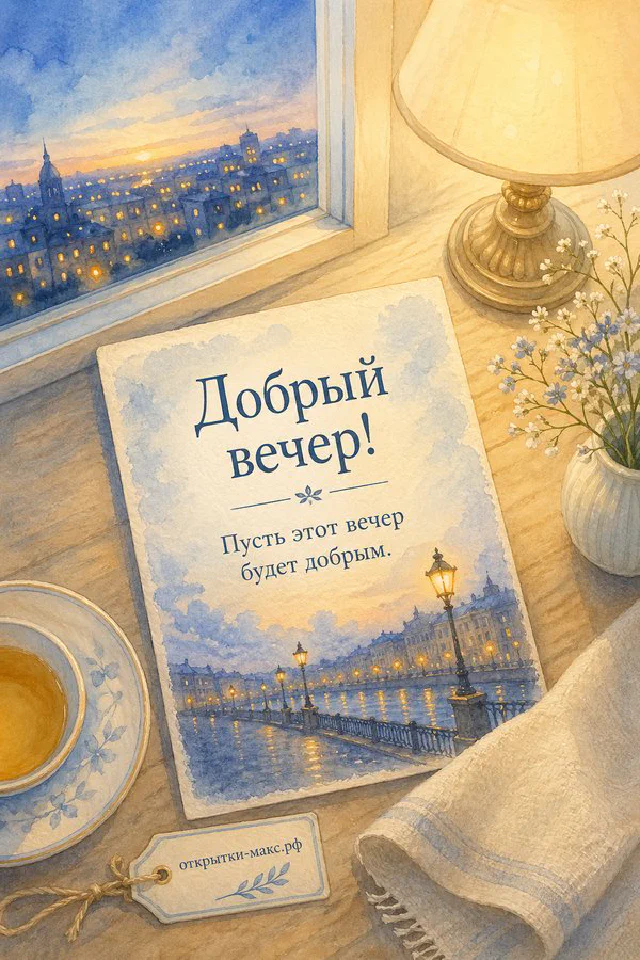 Фонарь со свечой на деревянном подоконнике у окна с видом на золотой закат над лесным озером осенью — вариант 7