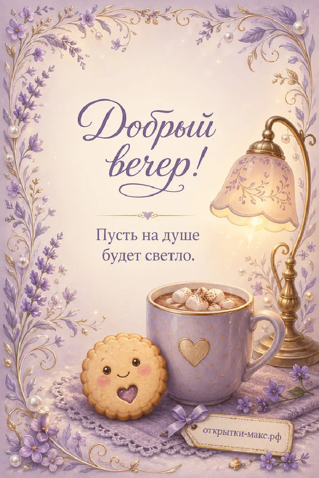 Голубая кружка чая с нарисованной улыбкой, печенье в форме сердца и мягкий плед на деревянном столике — вариант 4