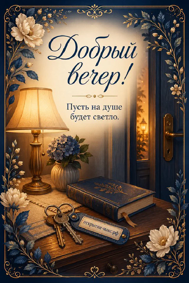 Голубая кружка чая с нарисованной улыбкой, печенье в форме сердца и мягкий плед на деревянном столике — вариант 7