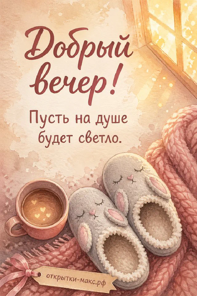 Голубая кружка чая с нарисованной улыбкой, печенье в форме сердца и мягкий плед на деревянном столике — вариант 8