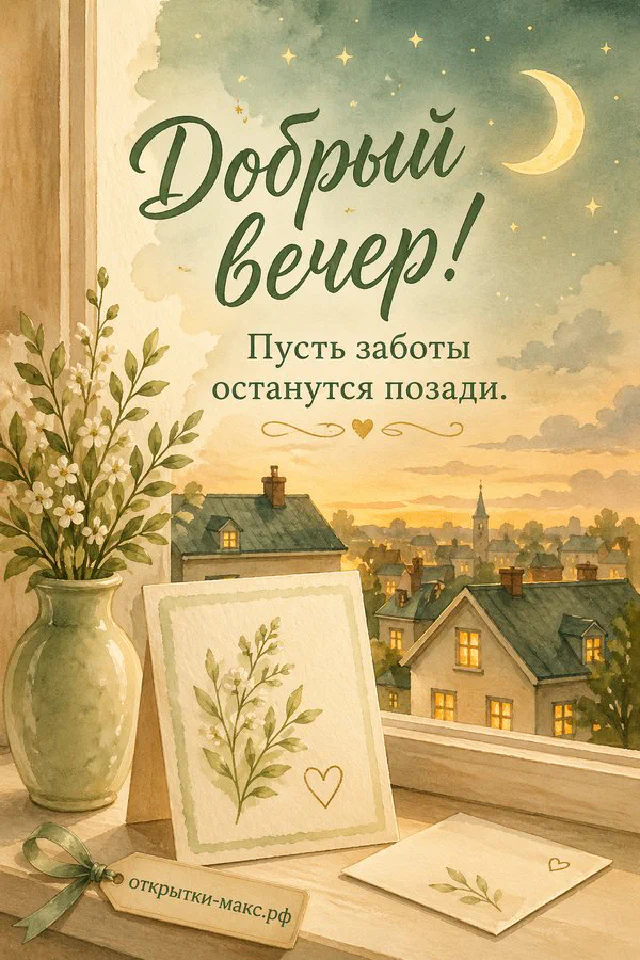 Горящая свеча на деревянном подоконнике с еловыми ветками и шишками на фоне заснеженного вечера за окном — вариант 6