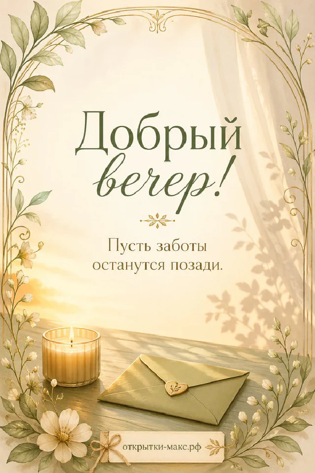 Горящая свеча на деревянном подоконнике с еловыми ветками и шишками на фоне заснеженного вечера за окном — вариант 8