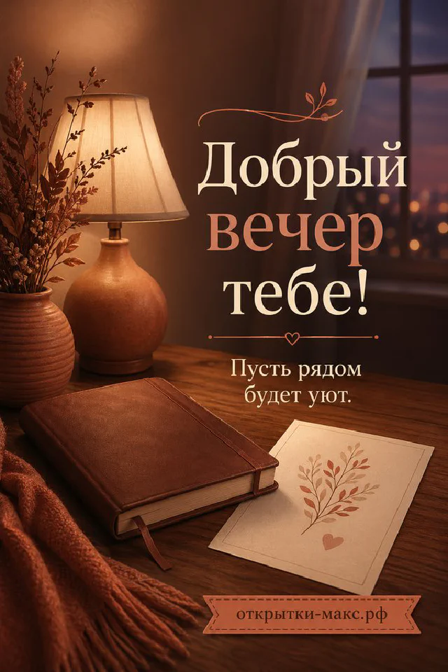 Кожаный ежедневник с наручными часами, белая чашка чая и фонарь у окна с видом на вечерний город — вариант 7