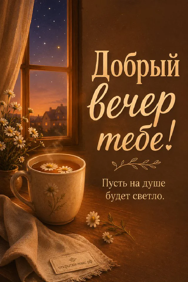 Композиция из сухих осенних листьев, ветвей с ягодами и мерцающей гирлянды с маленькой открыткой — вариант 5