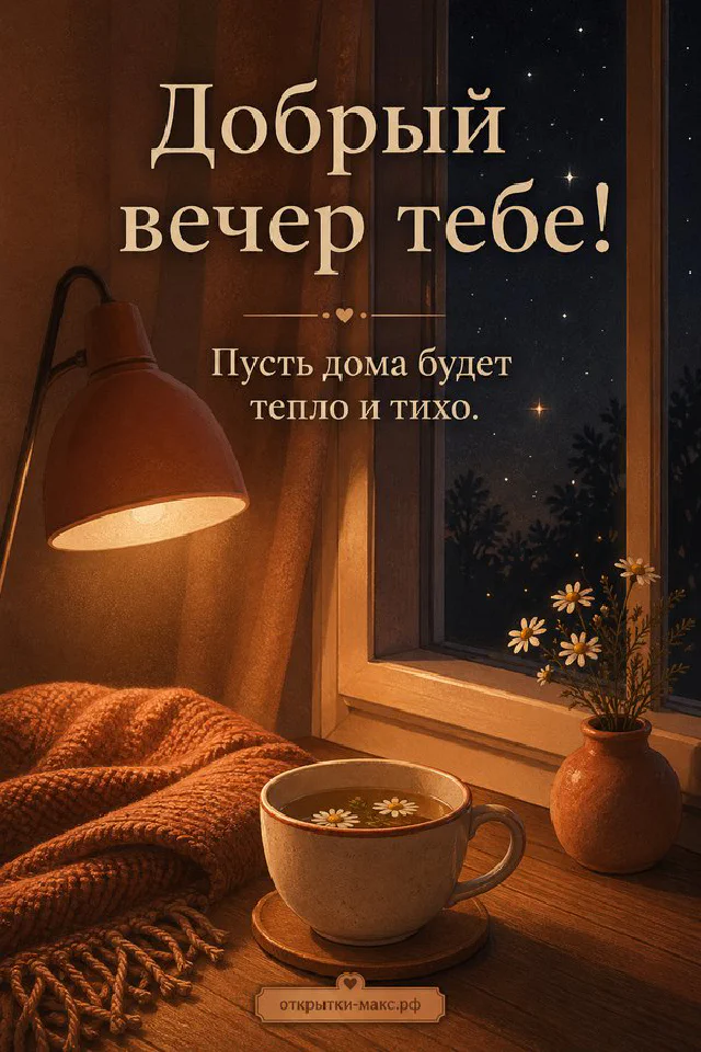 Горящая свеча в стеклянном стакане, букет лаванды в вазе и фарфоровая чашка в фиолетовом вечернем свете — вариант 4
