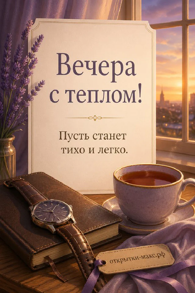 Акварельная зимняя сцена: горячий какао, варежки и горящая лампа на фоне снежного окна — вариант 7