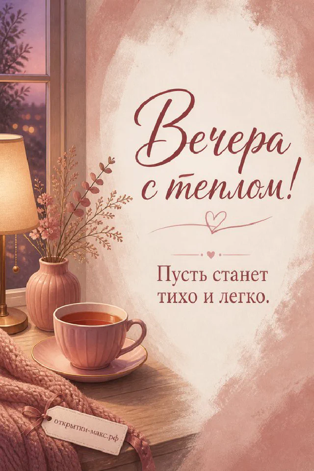 Акварельная зимняя сцена: горячий какао, варежки и горящая лампа на фоне снежного окна — вариант 8