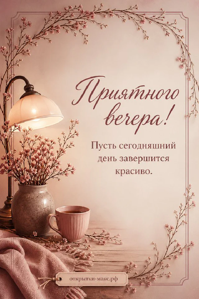 Акварельный рисунок: синие варежки и кружка какао с зефирками на фоне зимнего окна с лампой — вариант 3