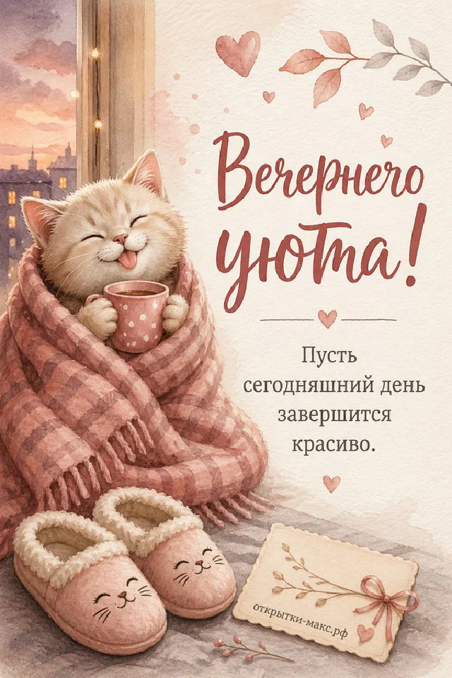 Книга-открытка с синим цветочным орнаментом, чашка чая и настольная лампа у тёмного окна — вариант 5