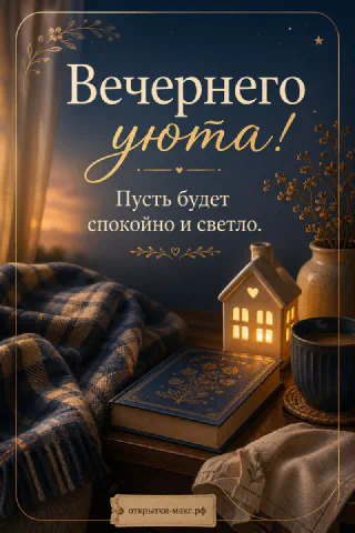 Книга с декоративным светящимся домиком на клетчатом пледе на фоне тёмного звёздного неба