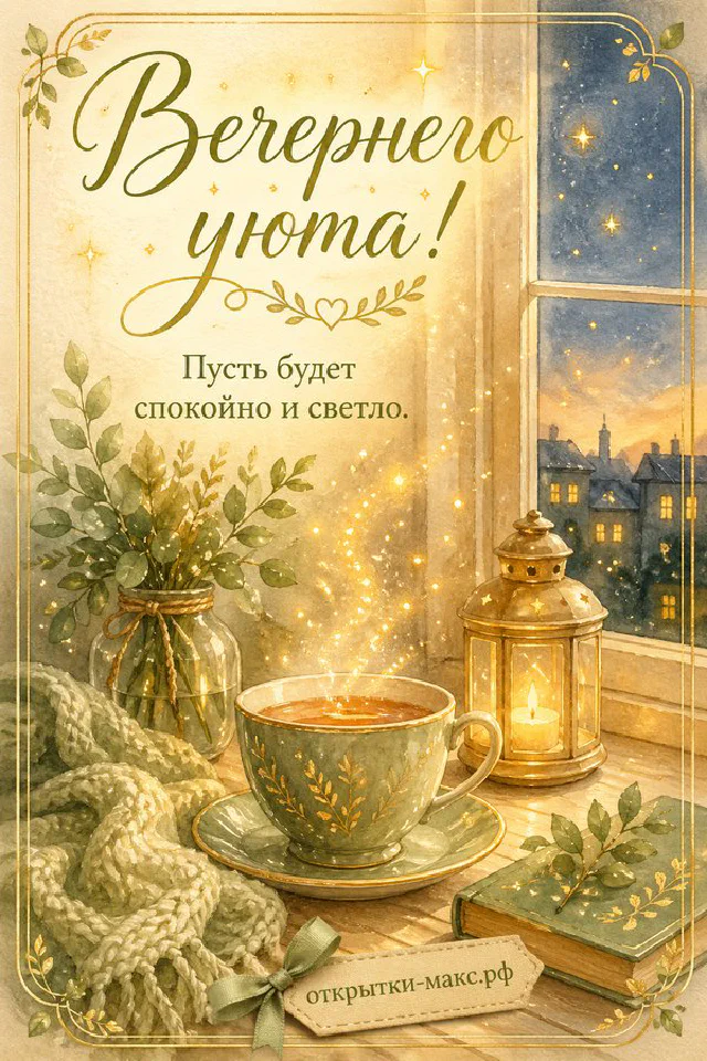 Книга с декоративным светящимся домиком на клетчатом пледе на фоне тёмного звёздного неба — вариант 3