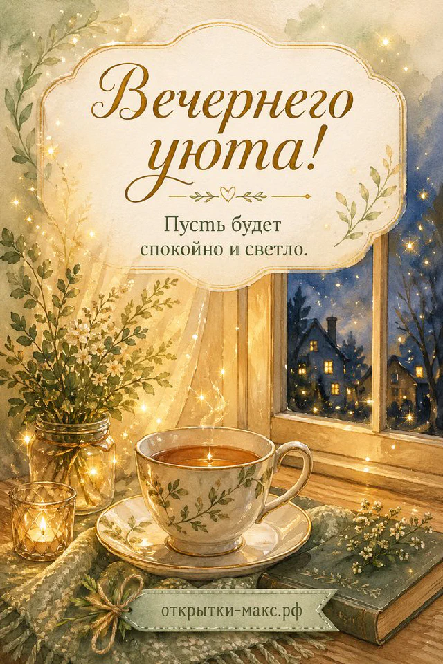 Книга с декоративным светящимся домиком на клетчатом пледе на фоне тёмного звёздного неба — вариант 6