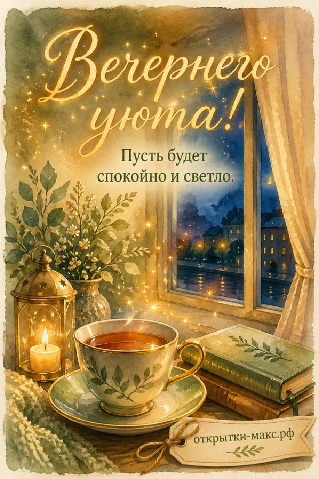Книга с декоративным светящимся домиком на клетчатом пледе на фоне тёмного звёздного неба — вариант 7