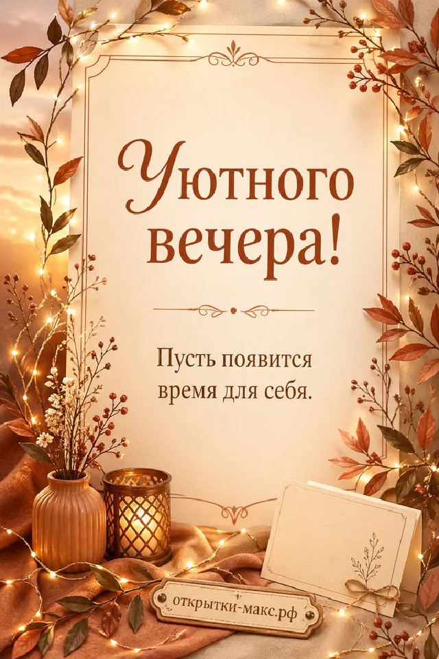 Книга с гравюрой листа и маленький светящийся ночник на тёмном синем фоне с пледом — вариант 6