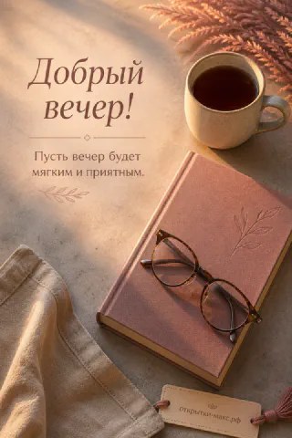 Розовая книга с очками на обложке и кружка чая на светлом столе рядом с льняным пледом