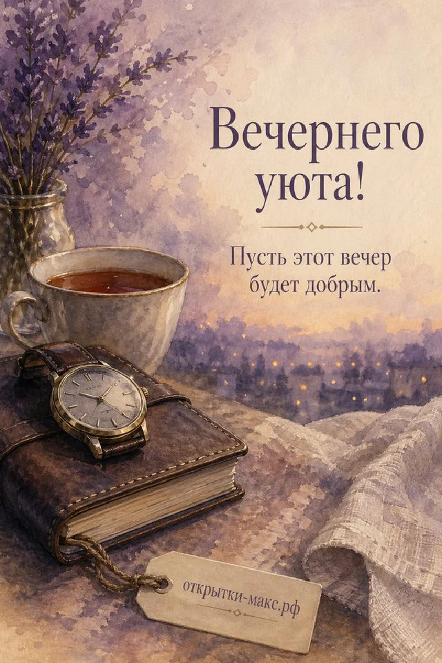 Синяя книга с золотым цветочным рисунком, клетчатый плед и настольная лампа с чашкой чая — вариант 2