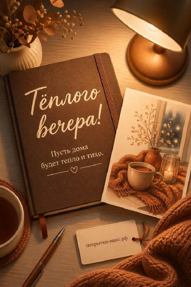 Тёмно-синяя книга и светящаяся свеча у ночного окна с пледом — вариант 3