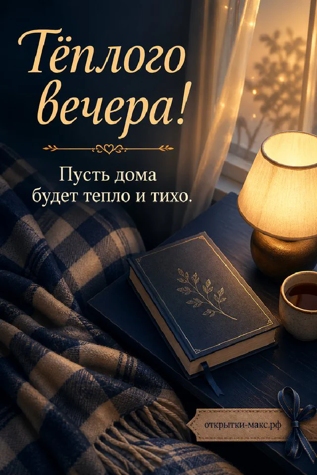 Тёмно-синяя книга и светящаяся свеча у ночного окна с пледом — вариант 8