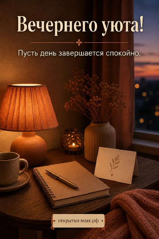 Кружка какао с маршмеллоу, печенье с рожицами и открытка с облачком на фиолетовом фоне — вариант 6