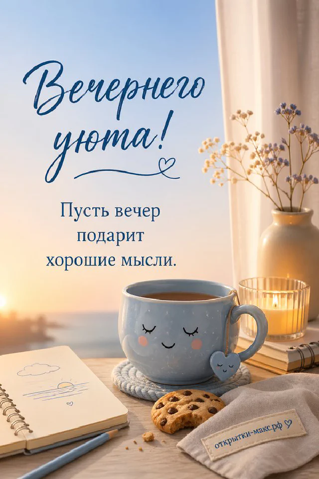 Декоративный конверт с цветами на подоконнике рядом с лампой и льняным пледом на фоне цветущих веток — вариант 8