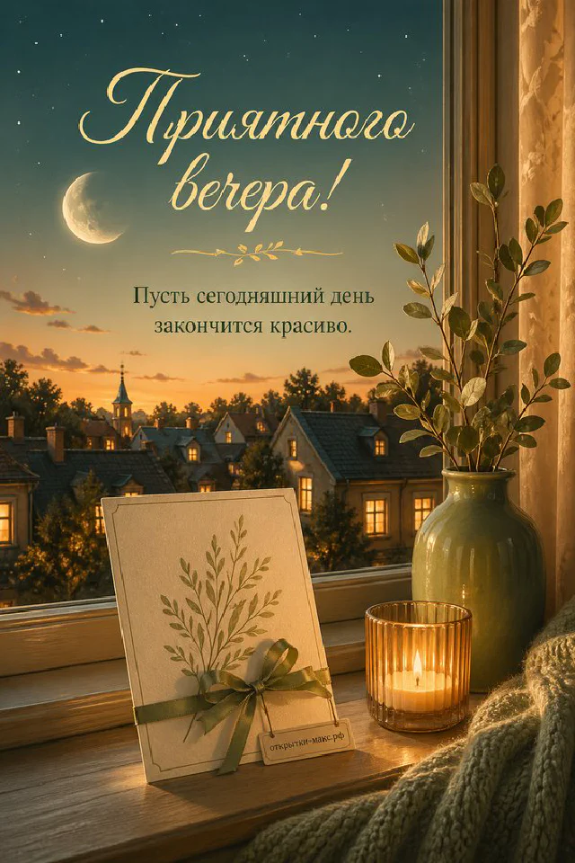 Зелёный конверт с восковой печатью, горящая свеча и ваза с веточками на светлом деревянном столе — вариант 5