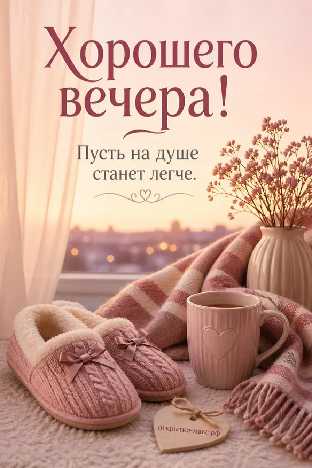 Светлая открытка с конвертом, горящей свечой и веточками на бежевом фоне — вариант 5