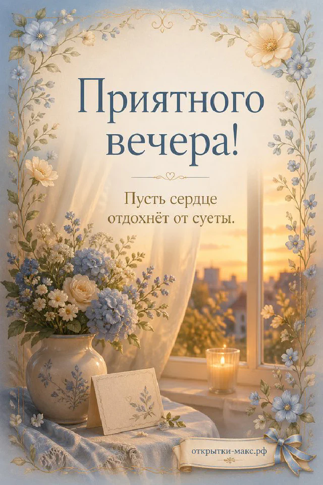Котёнок спит в розовом тапочке с сердечком, рядом чашка чая и светящийся фонарик на розовом пледе — вариант 7