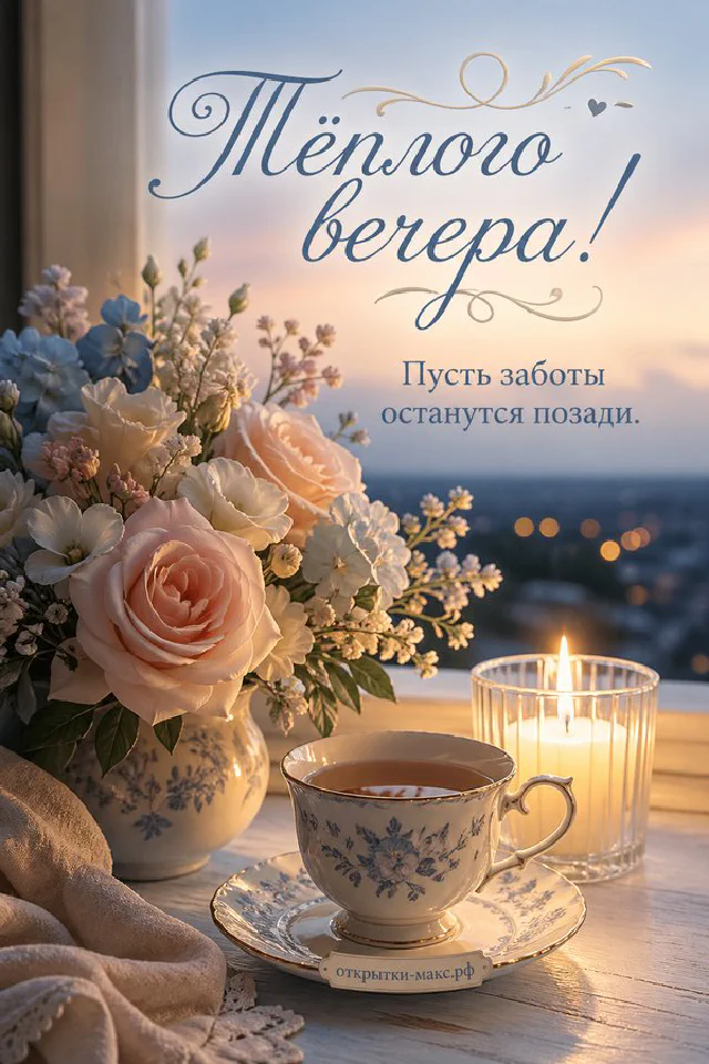 Настольная лампа, чашка чая и ваза с ветками на фоне осенних листьев — вариант 2