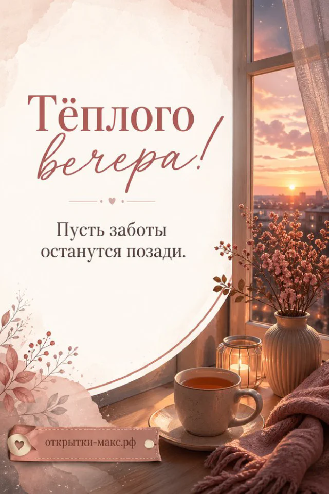 Настольная лампа, чашка чая и ваза с ветками на фоне осенних листьев — вариант 5